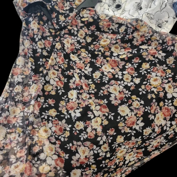 Tiana B NY Sheer Flowy Floral Print Maxi Dress Over Black Lining Med - Picture 7 of 9